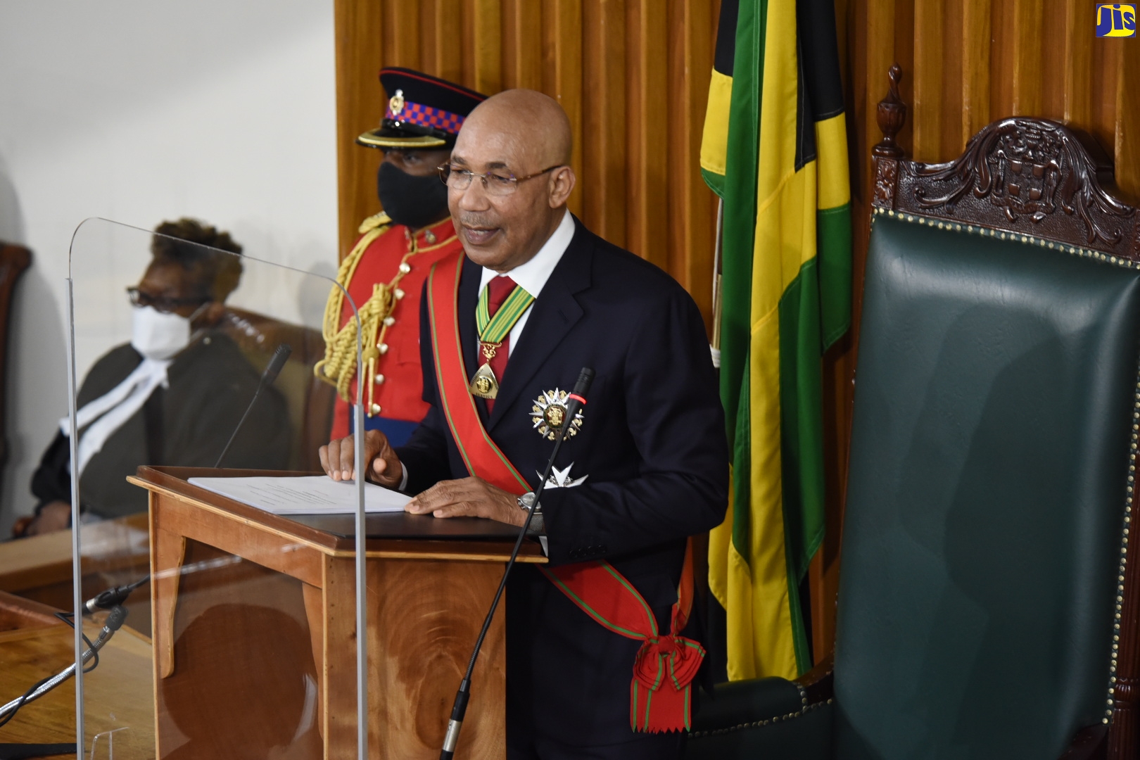 The Governor-General, His Excellency the Most Hon. Sir Patrick Allen, delivers the Throne Speech to mark the ceremonial opening of the 2022/23 Parliamentary Year in the House of Representatives on February 10, under the theme ‘Building Our Jamaica: Peace, Opportunity and Prosperity’. 