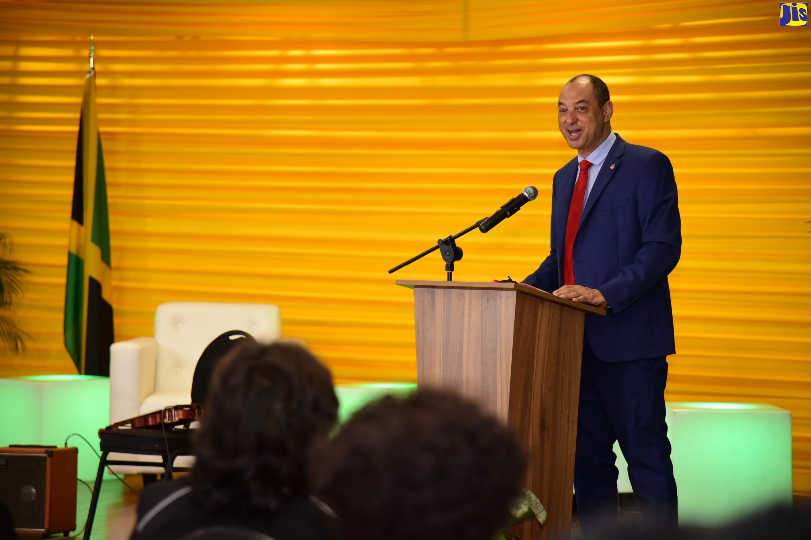 Chairman of the Jamaica 60 Diaspora Conference, Senator Don Wehby welcomes participants during the opening ceremony on June 14 at the Ministry of Foreign Affairs and Foreign Trade in Kingston. 
