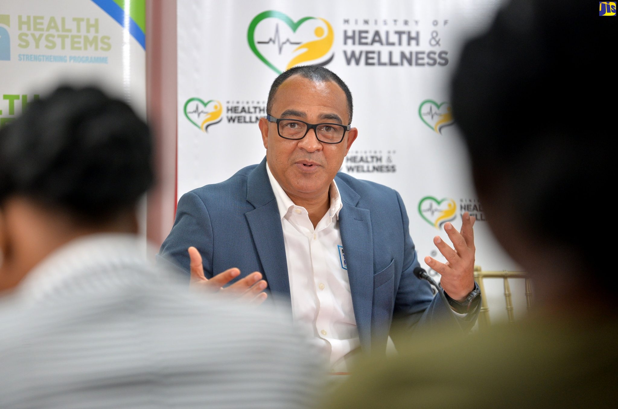 Minister of Health and Wellness, Dr the Hon. Christopher Tufton, speaking during a recent end-of-year press conference at the Ministry in New Kingston. 