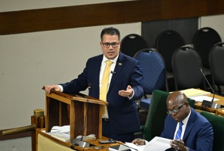 Minister without Portfolio in the Ministry of Economic Growth and Job Creation, Hon. Matthew Samuda, makes a statement in the House of Representatives on Tuesday (January 21).