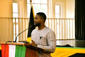Mayor of Montego Bay, Councillor Richard Vernon, addresses a special ceremony on Tuesday (January 21) to recognise groups in St. James that participated in the Bloomberg Youth Climate Action Fund Project. The ceremony was held at the Montego Bay Cultural Centre.

