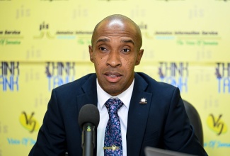 President of the Caribbean Maritime University, Professor Andrew Spencer, addresses a recent JIS Think Tank.