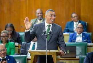 Prime Minister, Dr. the Most Hon. Andrew Holness, makes his contribution to the 2025/26 Budget Debate in the House of Representatives on March 20.

