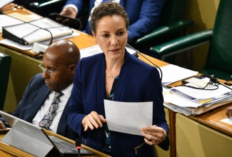 Minister of Foreign Affairs and Foreign Trade, Senator the Hon. Kamina Johnson Smith, addresses today’s (June 20) sitting of the Senate.