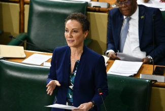 Minister of Foreign Affairs and Foreign Trade, Senator the Hon. Kamina Johnson Smith, addresses Friday’s (June 20) sitting of the Senate.

