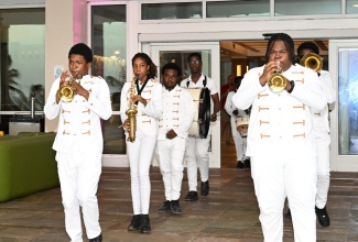 Montego Bay Ravers Marching Band performs at the media launch of the annual Marching Band , at Dreams Rose Hall Resort & Spa in St. James, on Saturday, June 21.

