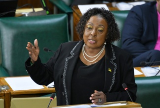 Minister of Culture, Gender, Entertainment and Sport, Hon. Olivia Grange, makes her contribution to the 2025/26 Sectoral Debate in the House of Representatives on Tuesday (June 24).

