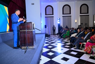 Caribbean Community (CARICOM) Chair, Prime Minister, Dr. the Most Hon. Andrew Holness, addresses the Africa-Caribbean Symposium and African Village commissioning at the Half Moon Hotel in St. James on Tuesday (July 8), as part of the 49th Meeting of the Conference of Heads of Government of CARICOM being held in Jamaica from July 6 to 8.

