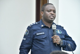 Head of Operations, Westmoreland Police Division, Deputy Superintendent of Police Kevin Francis, addresses the monthly meeting of the Westmoreland Municipal Corporation in Savanna-la-Mar on Thursday (July 10). 

