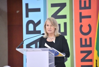 Head of the Delegation of the European Union (EU) to Jamaica, Belize, and The Bahamas, Her Excellency Dr. Erja Askola, addresses the opening ceremony for the Caribbean Investment Forum (CIF) 2025, on Tuesday (July 29), at the Montego Bay Convention Centre in St. James.

