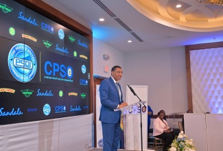 Jamaica's Prime Minister and Chair of CARICOM, Dr. the Most Hon. Andrew Holness, addresses the CARICOM Business Forum Breakfast held at Sandals Montego Bay in St. James on Tuesday (July 8). The forum formed part of 49th Regular Meeting of the Conference of Heads of Government of CARICOM being held at in parish from July 6-8.

