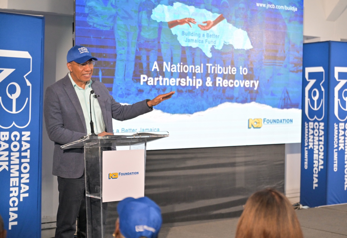 Prime Minister, Dr. the Most Hon. Andrew Holness, addresses a function hosted by the National Commercial Bank (NCB) Foundation at the S Hotel in Kingston, to provide an update on the Building a Better Jamaica Foundation, which was launched on July 8, 2024, to support the country’s Hurricane Beryl relief efforts.

