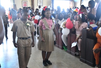 Students of Chetwood Memorial Primary School in St. James participate in their graduation exercise, held at the Blessed Sacrament Cathedral in Montego Bay, on Tuesday (July 1). 

