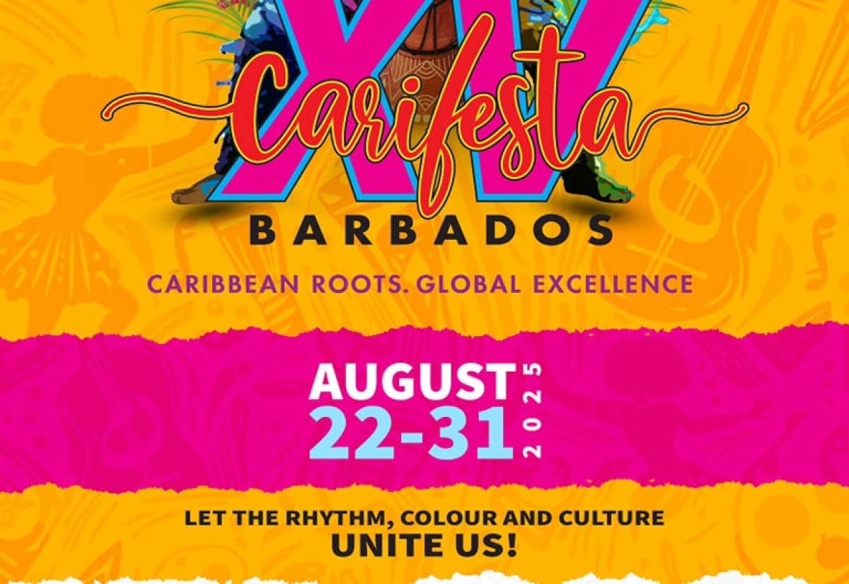 Flyer for the CARIFESTA VX to be held in Barbados.


