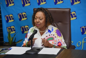 Minister of Culture, Gender, Entertainment and Sport, Hon. Olivia Grange, speaks at a recent Jamaica Information Service (JIS) Think Tank. 

